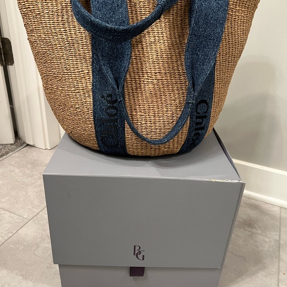 Chloe Woody Large Mafuko Basket Bag With Logo Webbing - Picture 3 of 8